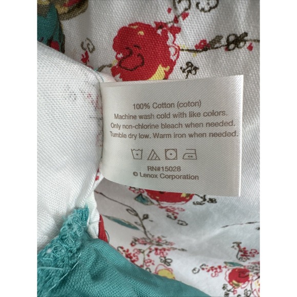 Lenox Apron Birds Floral Turquoise Ruffle Ric Rac Retro Kitchen Cooking - Picture 12 of 12